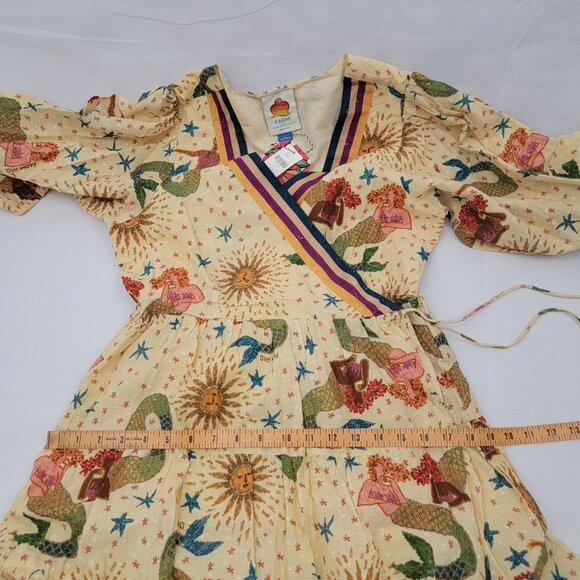 FARM RIO x ANTHROPOLOGIE Mermaid Print Wrap Mini Dress Womens MEDIUM - Picture 14 of 16